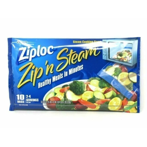 Ziploc Zip 'N Steam Medium Cooking Bag Microwave Pack of 10‎ Discontinued - Picture 1 of 1